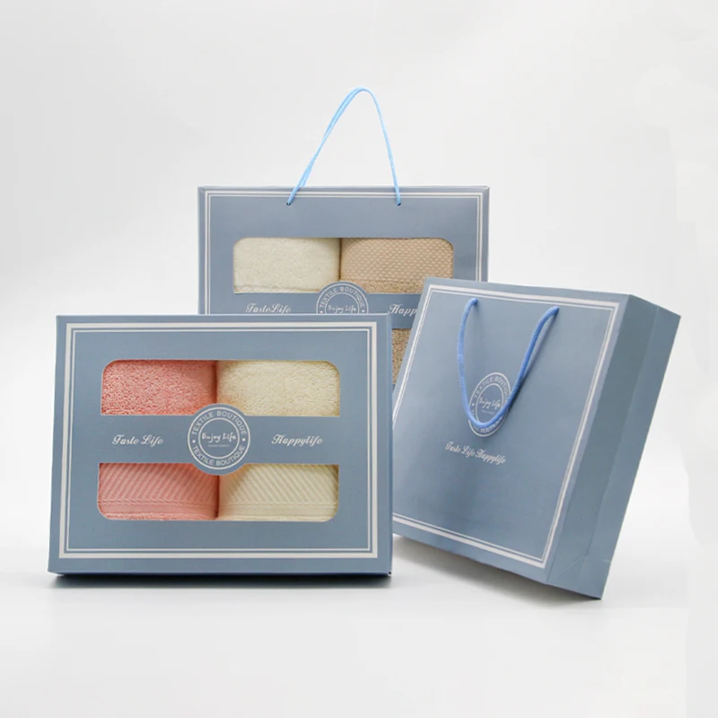 100% Cotton Customized Logo 5 Star Hotel Bath Towel Gift Box Packaging Towel Set Compressed Quick-dry