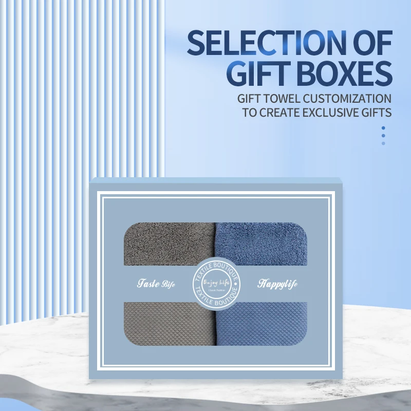 100% Cotton Customized Logo 5 Star Hotel Bath Towel Gift Box Packaging Towel Set Compressed Quick-dry