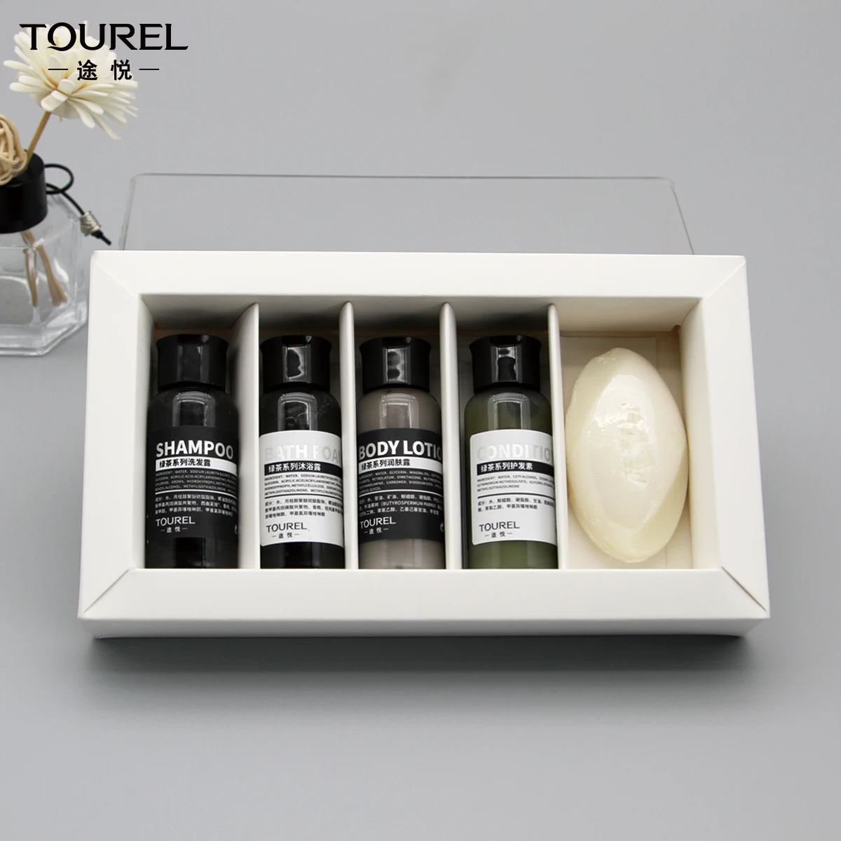 Amenidades de Hotel de Marca de Lujo Eco Botanics Personalizadas Art&iacute;culos de Ba&ntilde;o Biodegradables Desechables en Caja Port&aacute;tiles Personalizados