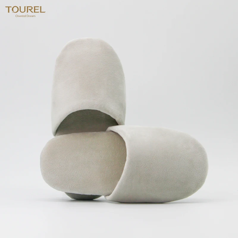 Chaussons d'hôtel de luxe lavables à semelle épaisse et douce, chaussons d'hôtel en coton beige coréen et japonais personnalisés en peluche