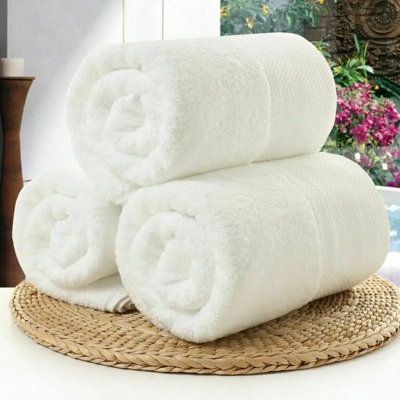 Fournitures hôtelières et domestiques Serviettes blanches premium 100 % coton Super qualité séchage rapide & serviette de bain compressée couleur unie