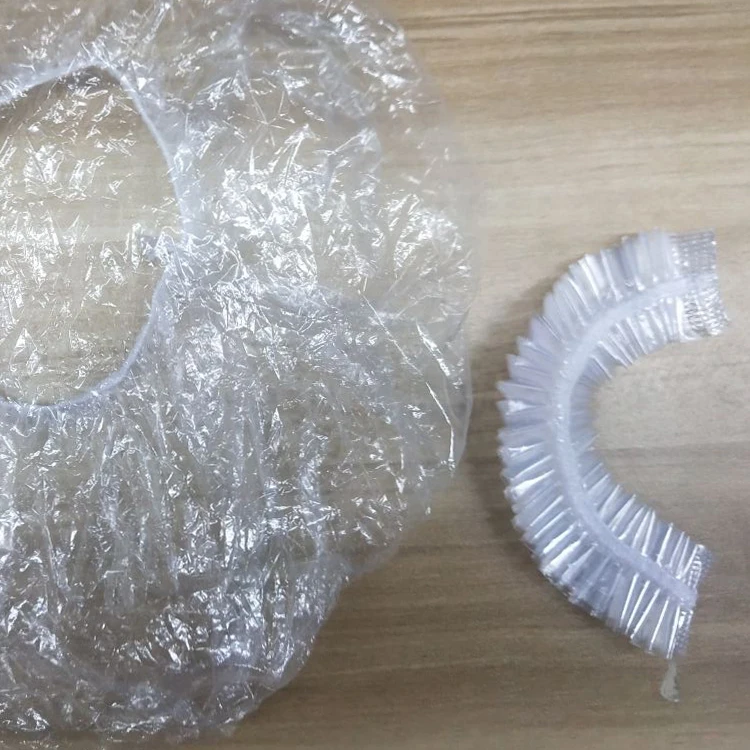 Custom 100~200pcs Waterproof Thickening Elastic Clear Bathing Disposable Plastic Pe Shower Caps Unisex Salon Hotel Travel