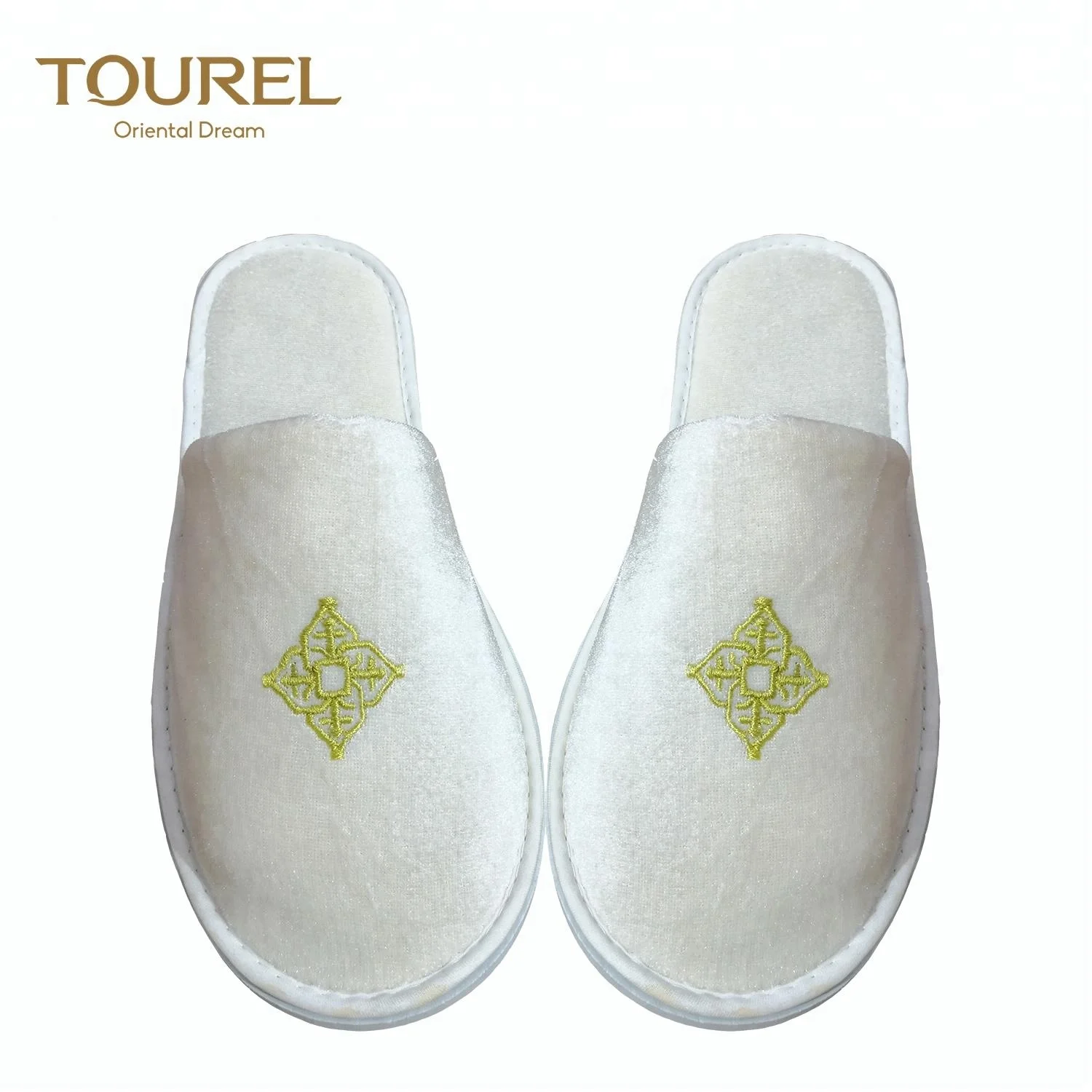Disposable Open Toe Slippers For Women Hotel Luxury Plain Linen Travel Oem Velour Plush Logo Style Time Coral Color Printing Eco