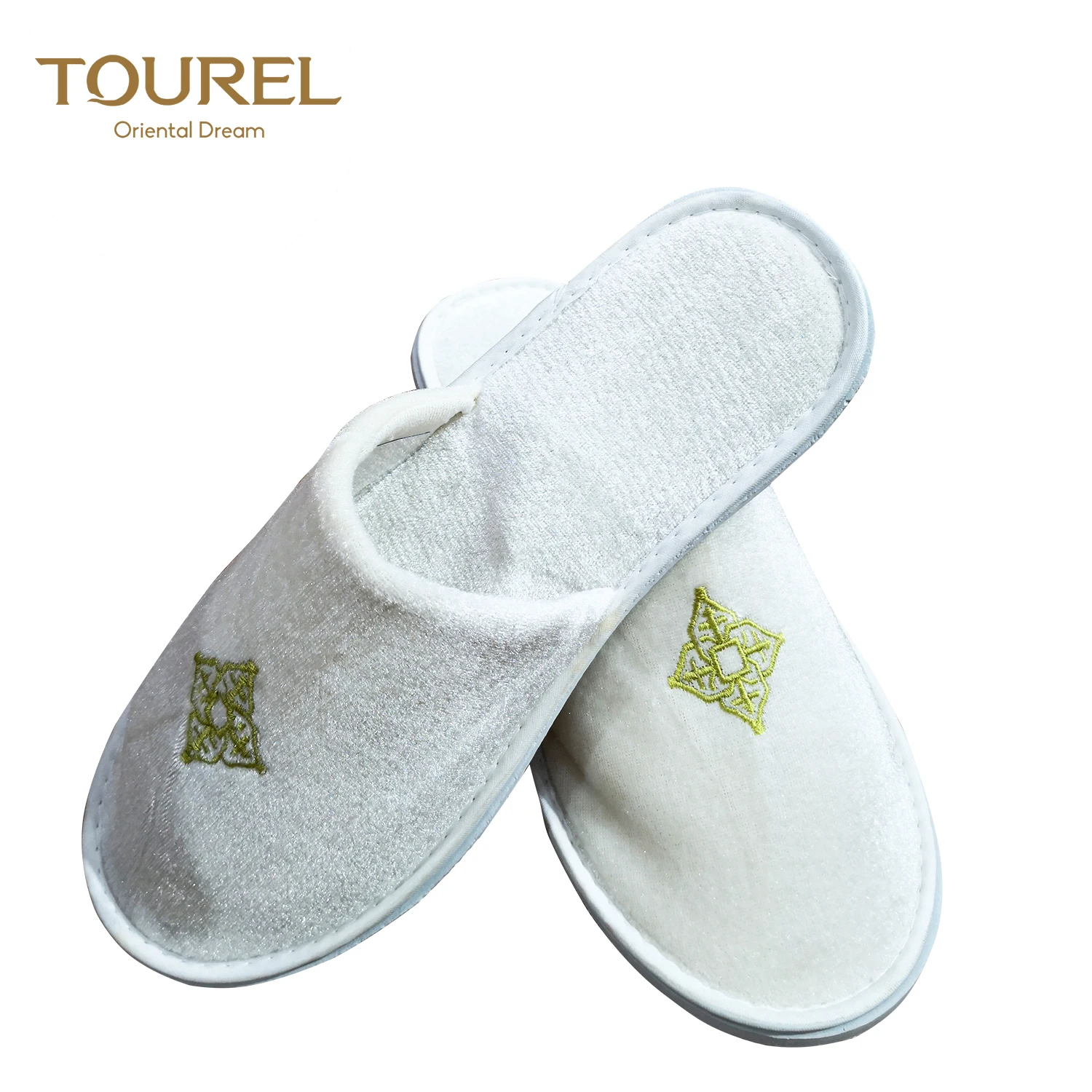 Disposable Open Toe Slippers For Women Hotel Luxury Plain Linen Travel Oem Velour Plush Logo Style Time Coral Color Printing Eco