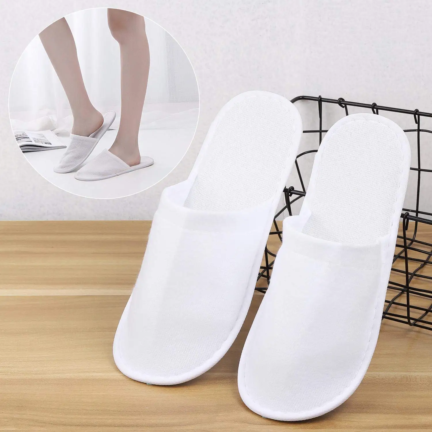 Bulk Pack 24 Pair Disposable Slippers Non-slip Spa Slippers For Hotel Travel & Fba Supply