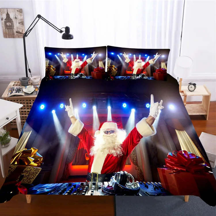 Linge de lit de Noël pour enfants en tissu de Père Noël rouge et bleu, fait main, avec rembourrage en coton, expédition directe, pour literie et vêtements