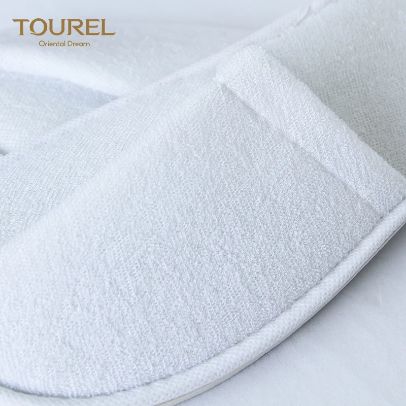 Oem Wholesale Custom Logo Cheap White Disposable Soft Portable Eco-friendly Non-slip Spa Hotel Slippers