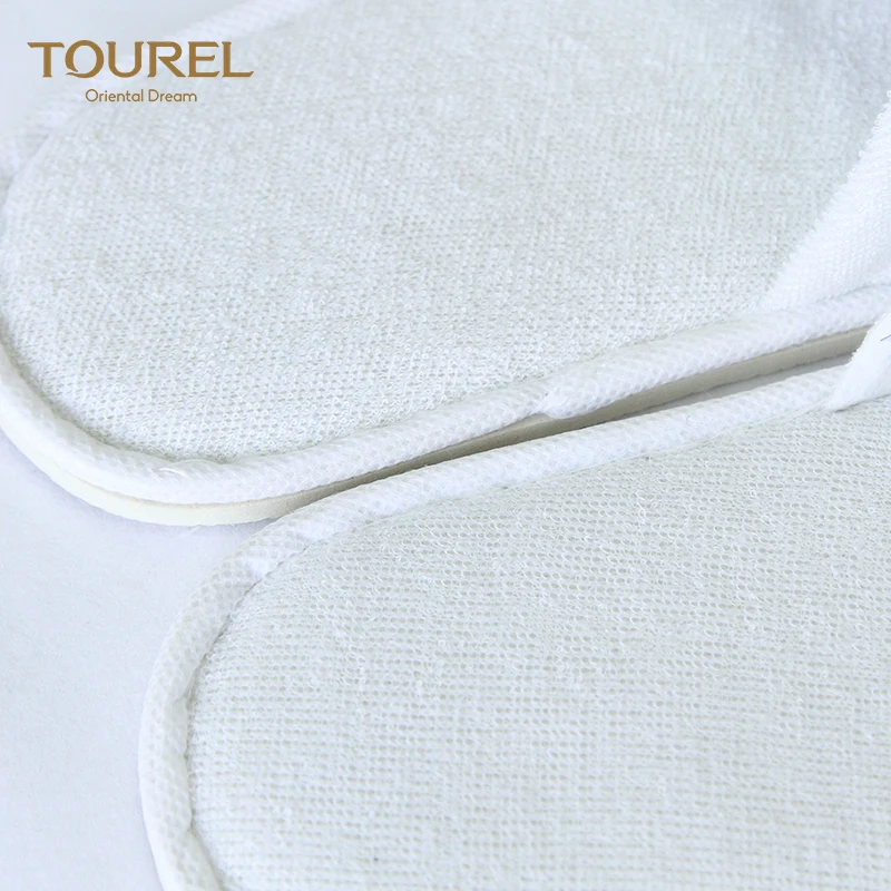 Oem Wholesale Custom Logo Cheap White Disposable Soft Portable Eco-friendly Non-slip Spa Hotel Slippers