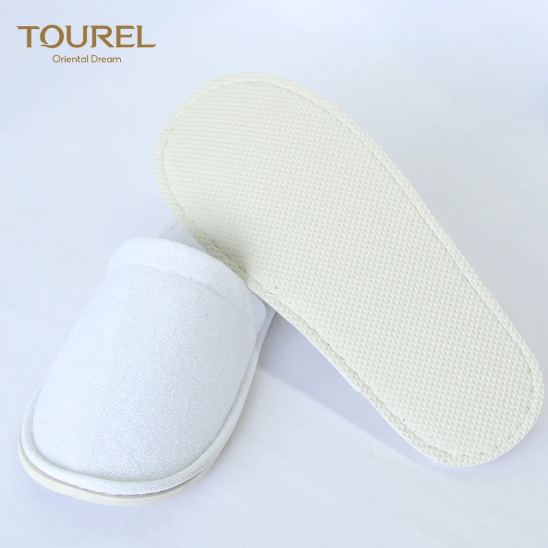 Oem Wholesale Custom Logo Cheap White Disposable Soft Portable Eco-friendly Non-slip Spa Hotel Slippers