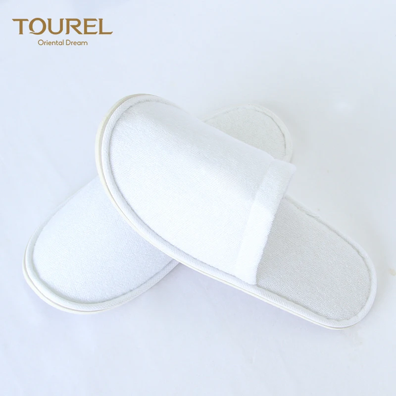 Oem Wholesale Custom Logo Cheap White Disposable Soft Portable Eco-friendly Non-slip Spa Hotel Slippers