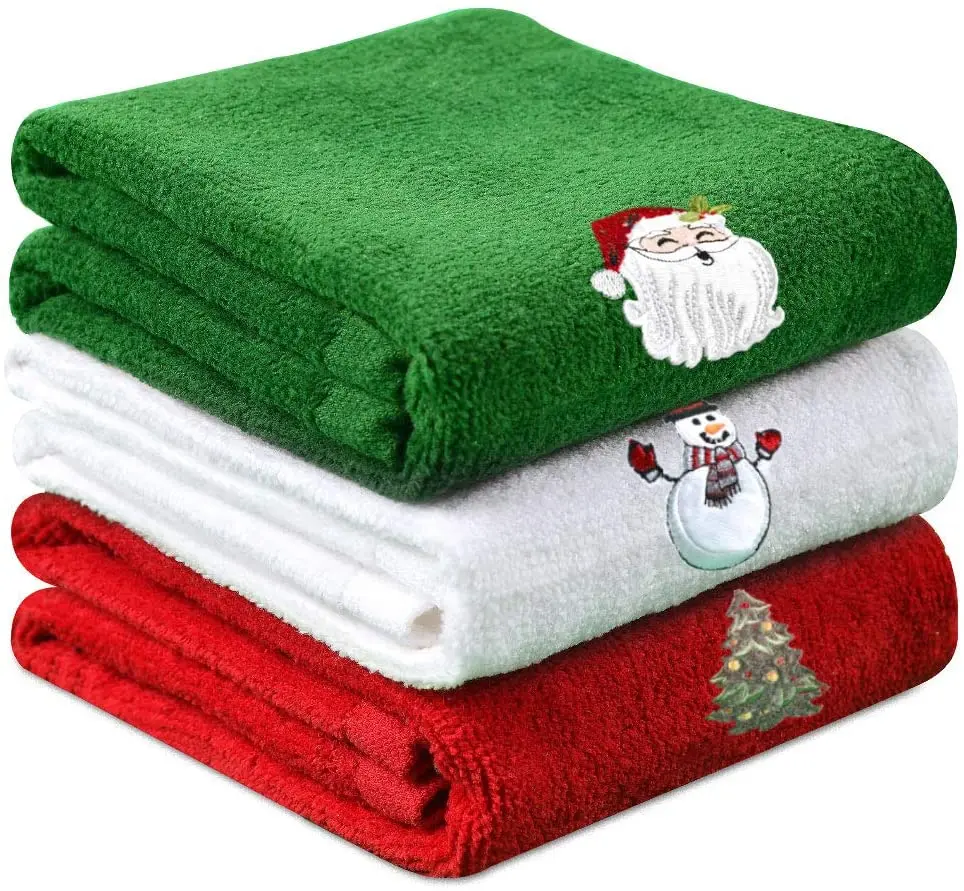 Wholesale Gift Box 100% Cotton Quick-dry Compressed Disposable Knitted Christmas Kitchen Towel Set