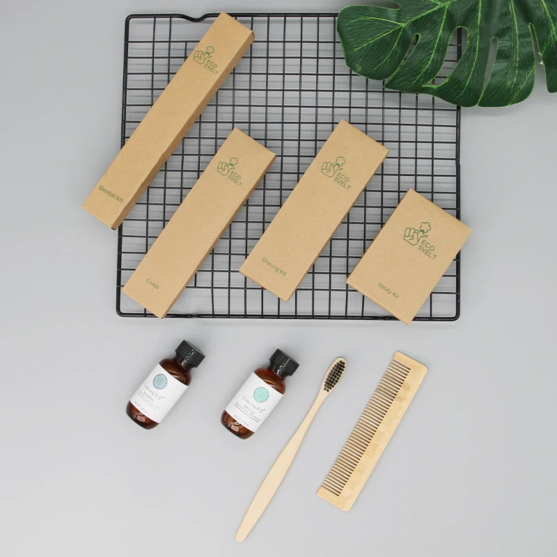 Luxury Disposable Toothbrush Shower Gel Shampoo Spa Hotel Guestroom Bath Toiletries Set Eco Friendly Amenities Tourel Iso