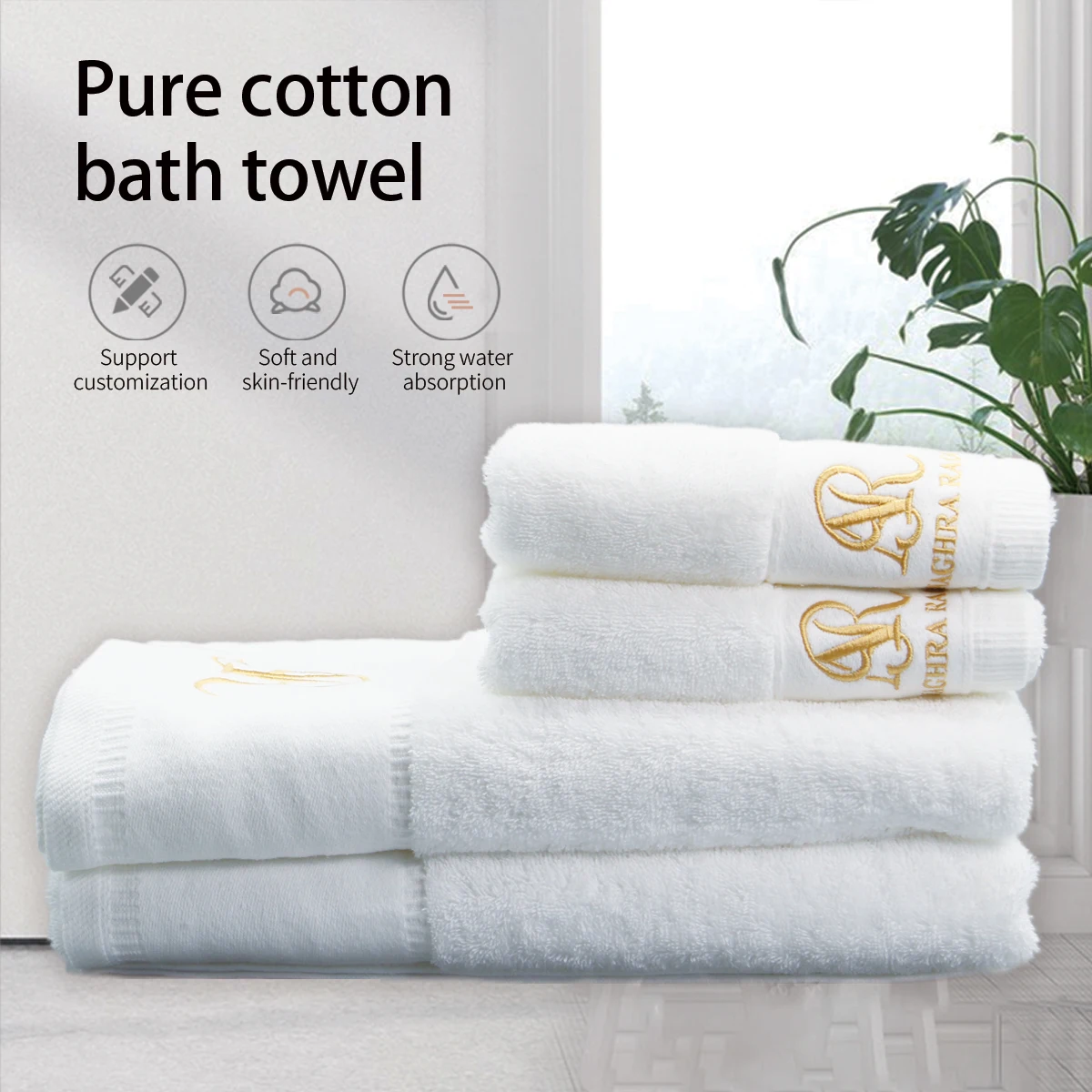 Resort Hotel Towel With Blue And White Color For Hilton Hotel Bath Towel Wholesale Hotel Towels 600 Gsm