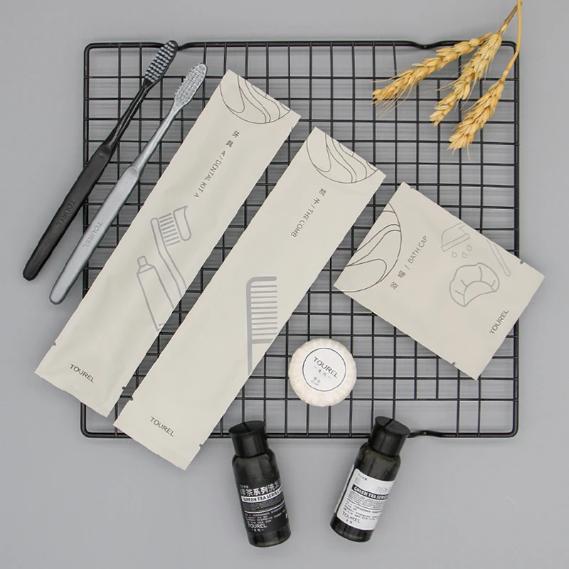 Personalized Hotel Supplies Toothbrush Vanity Kit Luxury 5 Star Hotel Amenities With Stone Paper
