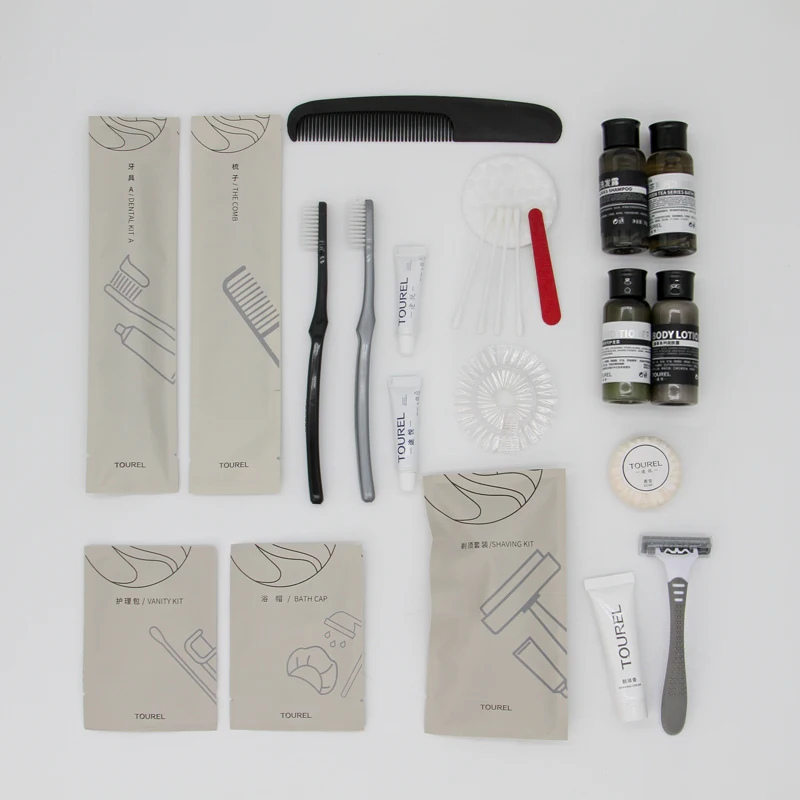 Eco Friendly Amenities Luxury Hotel Amenities Kit With Stone Paper Biodegradable Disposable Toiletry Kit For Hotel