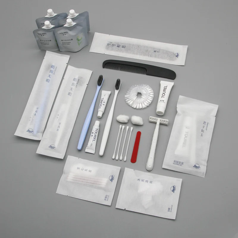 Ensemble d'articles de toilette pour hôtel, fournitures hôtelières écologiques de luxe, coffret d'articles de toilette pour hôtel, emballage d'articles secs