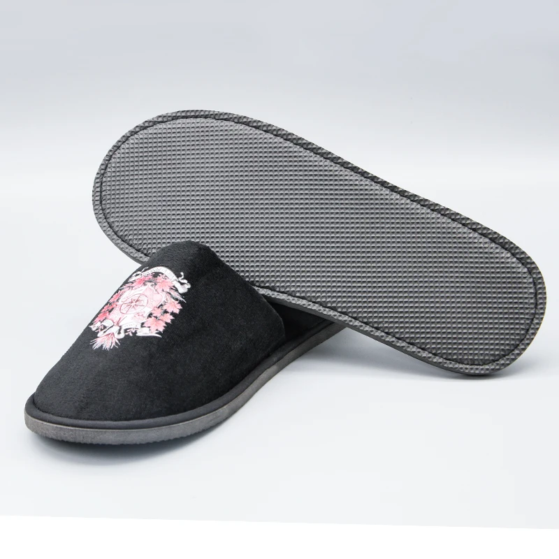Odm Luxury Blank Coral Hotel Room Slippers Bio Degradable Anti-slip Sole Velour Material Customizable Colors Vacuum Hotels