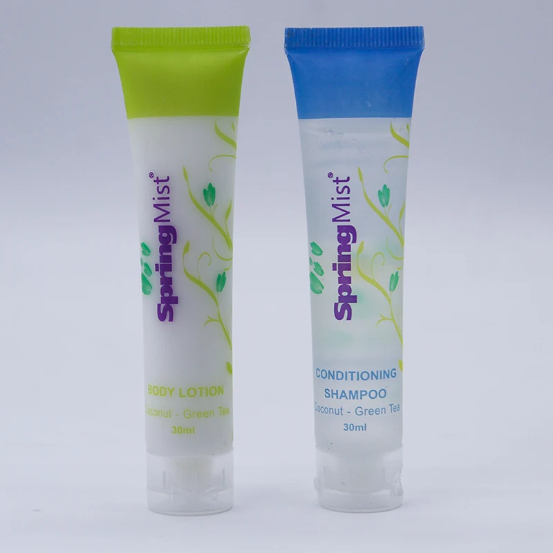 Ensemble de produits de toilette jetables pour hôtel de haute qualité, shampoing et après-shampoing Hilton