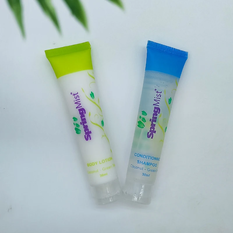Ensemble de produits de toilette jetables pour hôtel de haute qualité, shampoing et après-shampoing Hilton