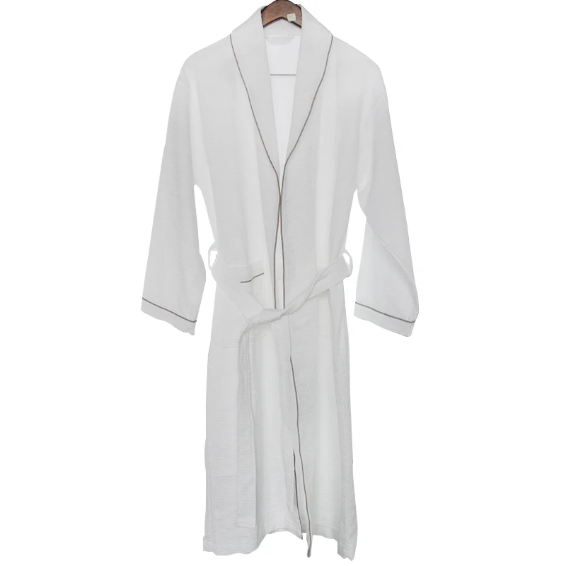 100% Cotton Kimono Collar Bath Robe 5 Star Hotel Luxury Cotton Hotel Spa Diamond Waffle Robe With Logo