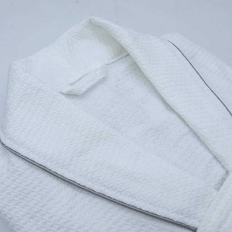 100% Cotton Kimono Collar Bath Robe 5 Star Hotel Luxury Cotton Hotel Spa Diamond Waffle Robe With Logo