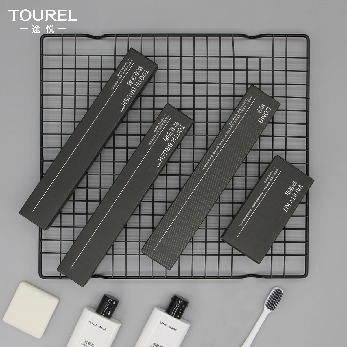 Ensemble d'articles de toilette pour hôtel, emballage de luxe avec logo personnalisé, emballage écologique biodégradable pour articles de toilette d'hôtel