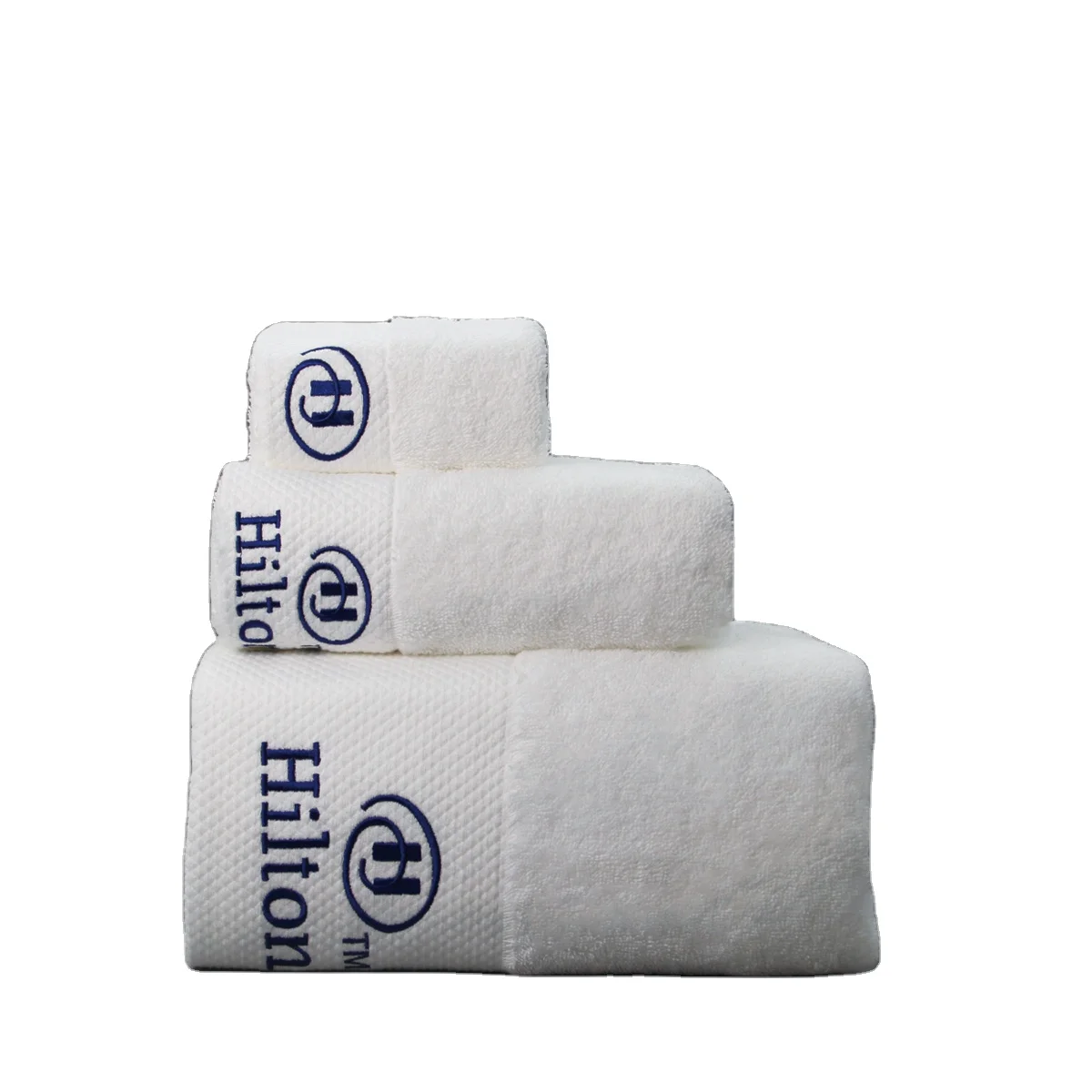 Customized Embroidered Logo White Towels Sets Hotel Quality A Towel Hilton Bath Towels Cotton 70 140