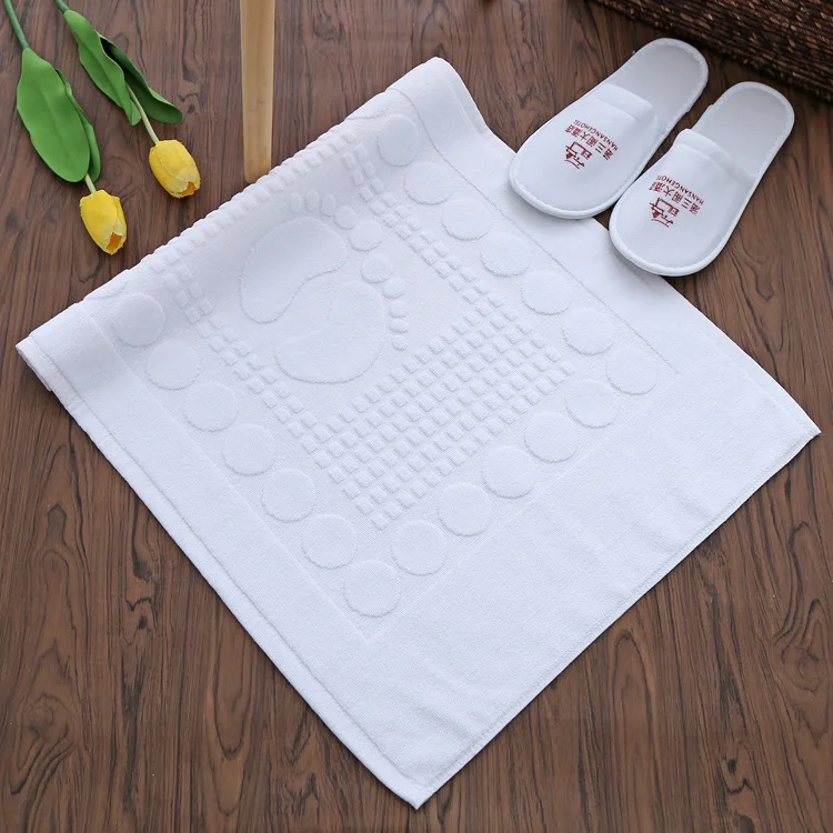 Toalla de ba&ntilde;o de algod&oacute;n blanco para piso de hotel de 3-5 estrellas, alfombra de ba&ntilde;o para pies, toalla de piso para ba&ntilde;o