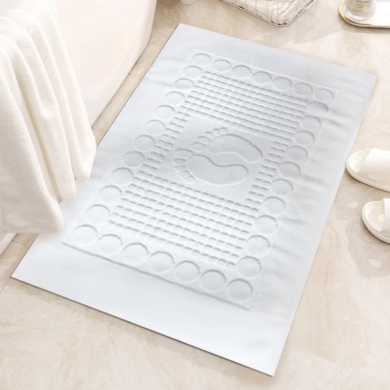 Serviette de sol de salle de bain en coton blanc pour hôtel 3-5 étoiles, tapis de bain, serviette de pied, serviette de sol de salle de bain