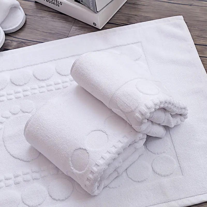 Serviette de sol de salle de bain en coton blanc pour hôtel 3-5 étoiles, tapis de bain, serviette de pied, serviette de sol de salle de bain