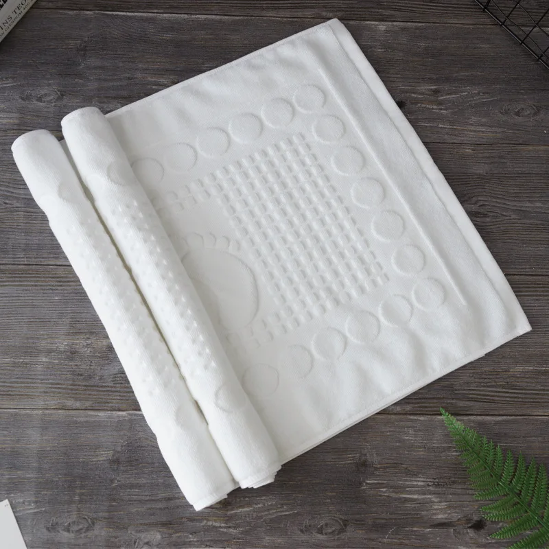 Serviette de sol de salle de bain en coton blanc pour hôtel 3-5 étoiles, tapis de bain, serviette de pied, serviette de sol de salle de bain