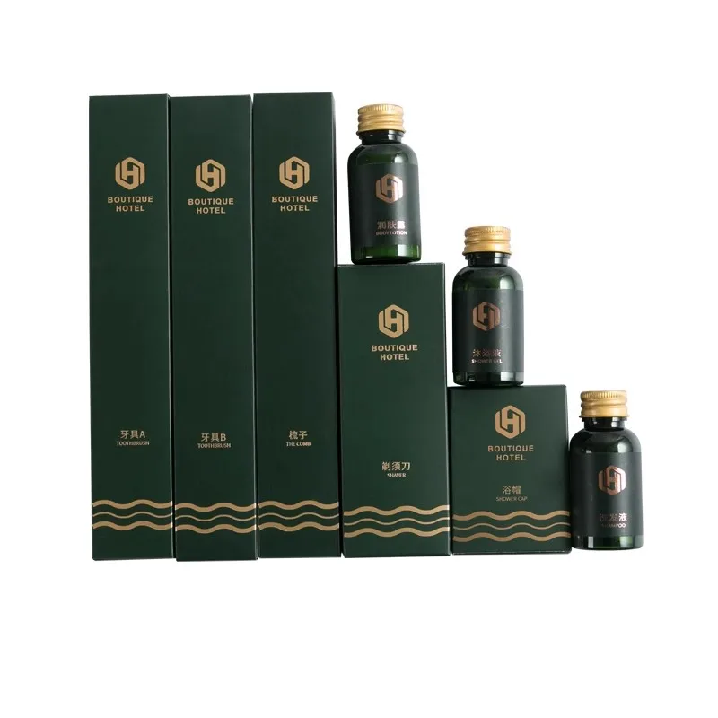 Customizable Luxury Hotel Whit Wipe Makeup Shampoo Conditioner Bath Gel & Body Lotion Kit With Custom Logo Printing