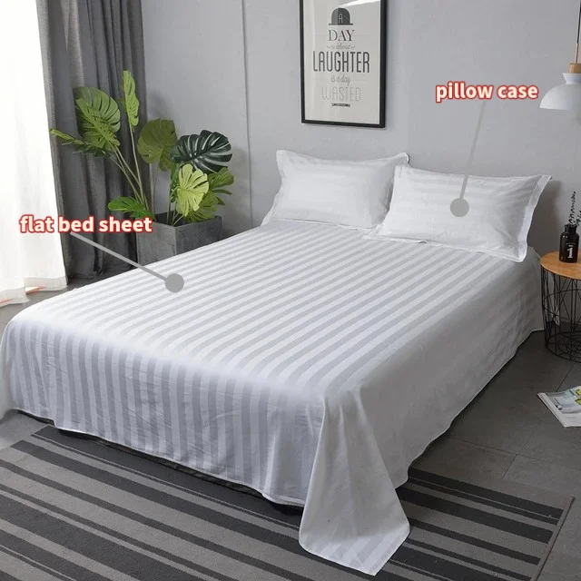 Ensemble de literie d'hôtel en coton uni tissé 400TC, linge de maison 4 pièces respirant et écologique pour usage domestique et hôtelier