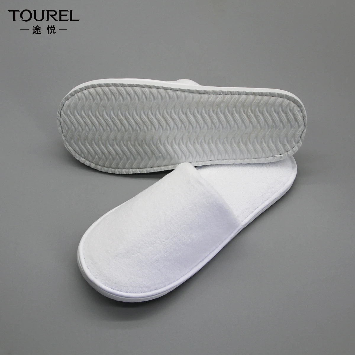Chaussons d'hôtel jetables en molleton corail blanc lavable, en coton écologique personnalisé, à bout fermé 5 étoiles, pour chambre d'invités