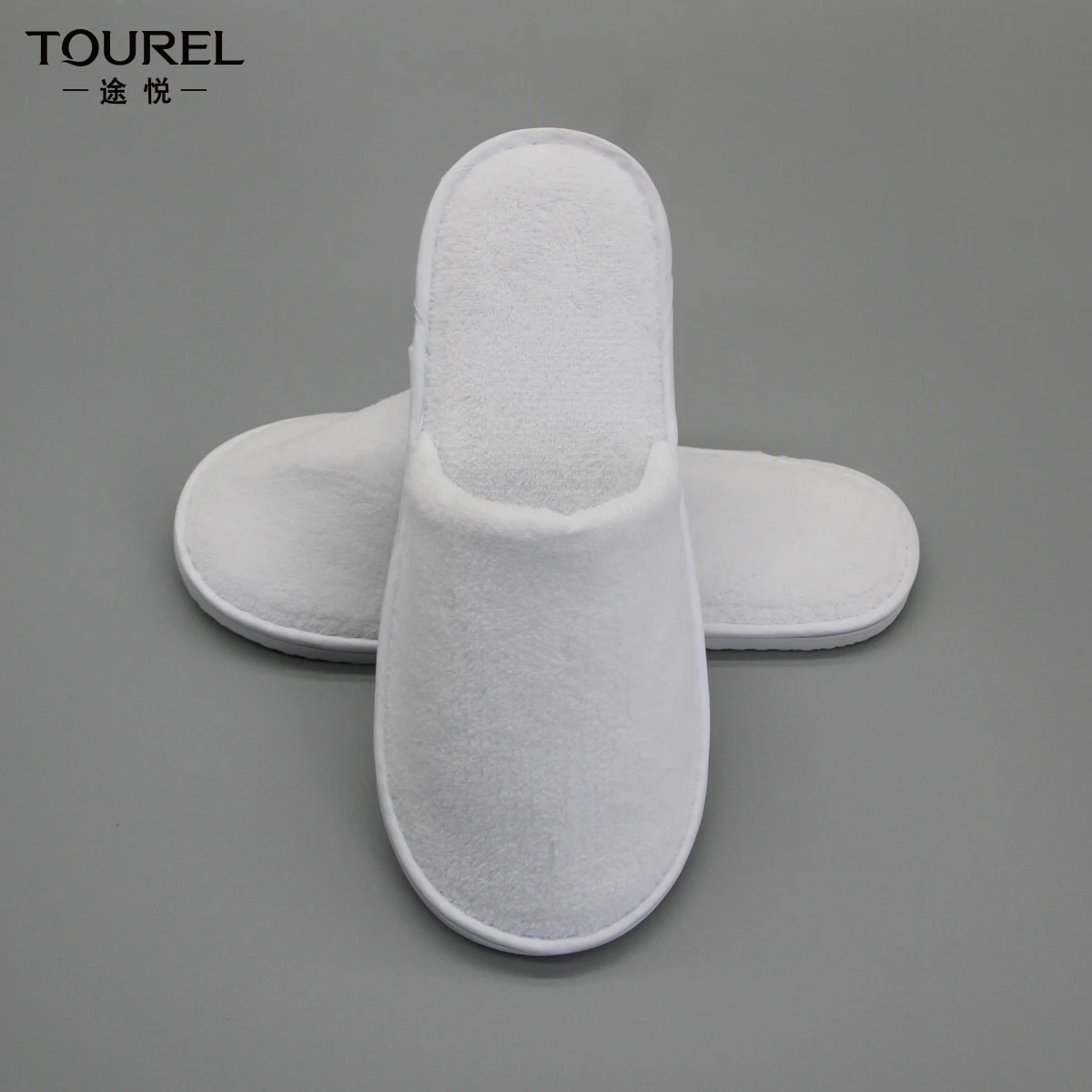 Chaussons d'hôtel jetables en molleton corail blanc lavable, en coton écologique personnalisé, à bout fermé 5 étoiles, pour chambre d'invités
