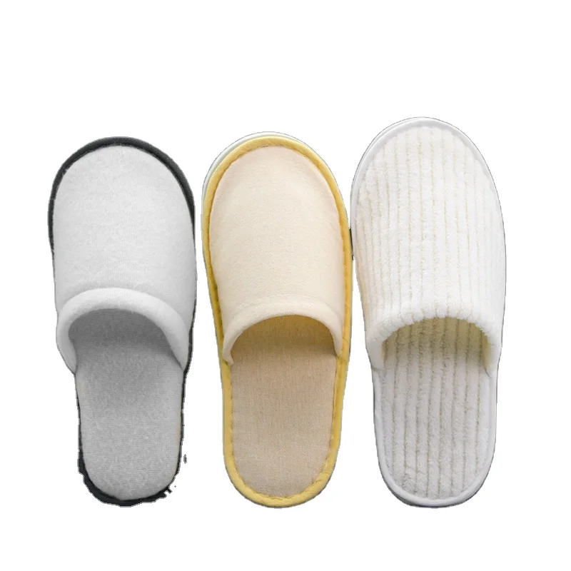 Closed Toe Unisex Individually Wrapped Non-woven 4mm Sole Economy Disposable Hotel Slippers