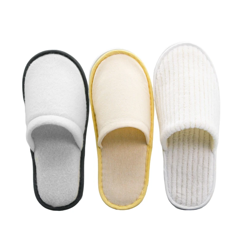 Closed Toe Unisex Individually Wrapped Non-woven 4mm Sole Economy Disposable Hotel Slippers