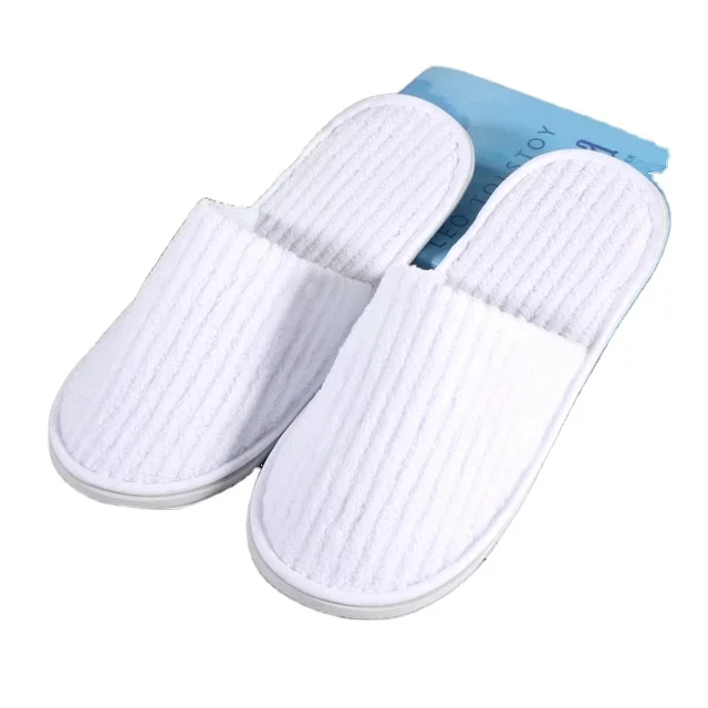 Zapatillas de hotel de felpa de lujo personalizables, desechables para spa, art&iacute;culos de cortes&iacute;a de marca privada, suministro al por mayor a precio econ&oacute;mico