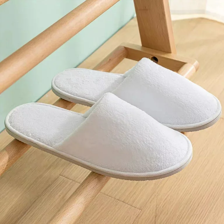Zapatillas de spa desechables personalizables de alta calidad para hoteles, de lino cómodo con talla y logotipo para huéspedes