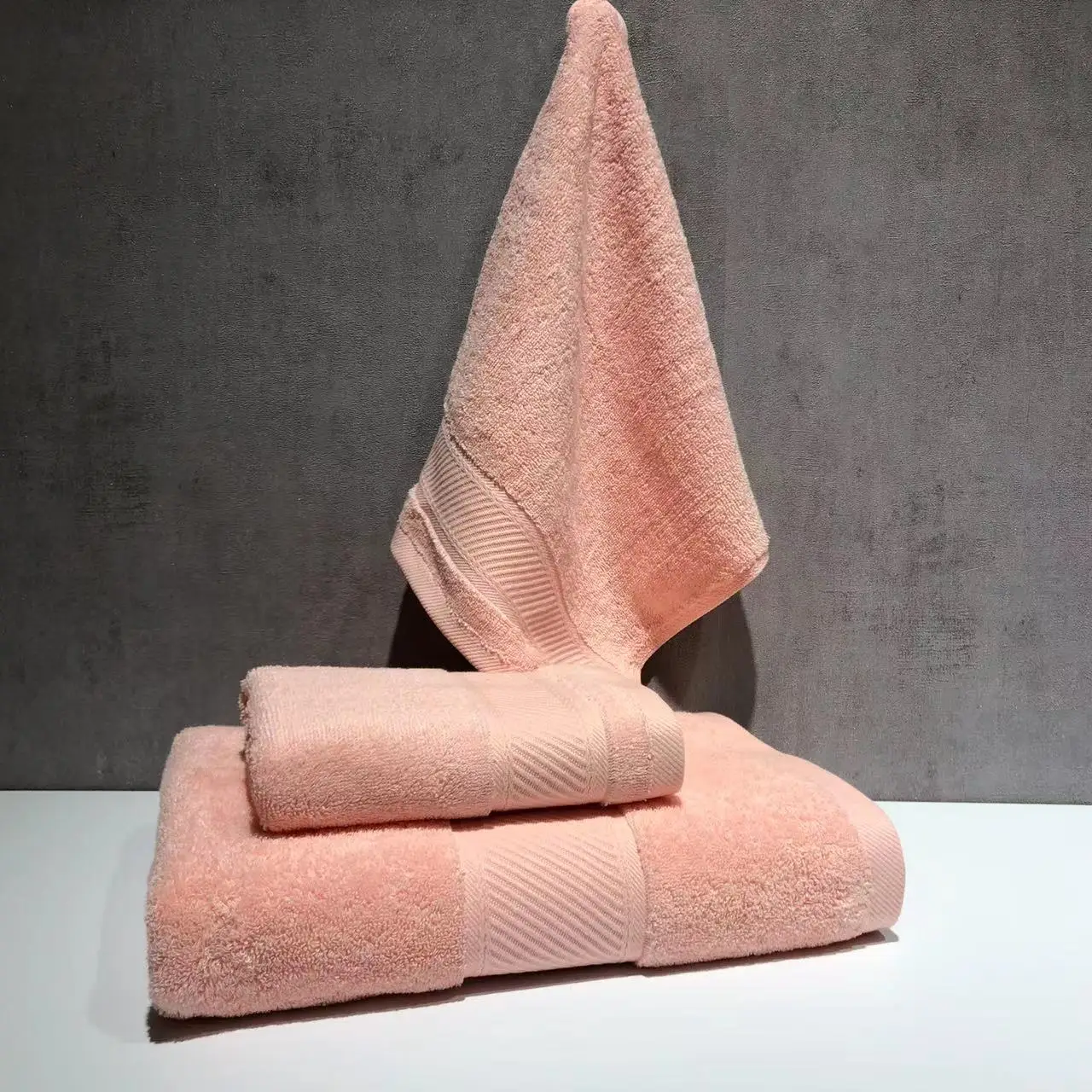 Serviette de piscine en fil blanc teint, unie, bon marché, en polyester/coton personnalisée, 500 g/m², microfibre, linge de bain d'hôtel de luxe