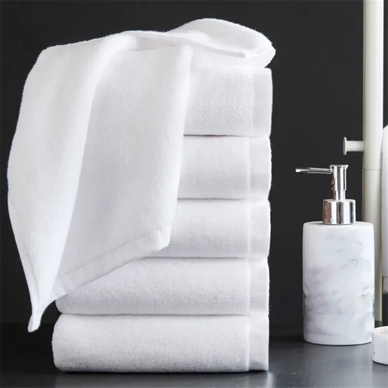 High Quality Solid Color 100% Cotton Terry Thick White Hand Bath Towel