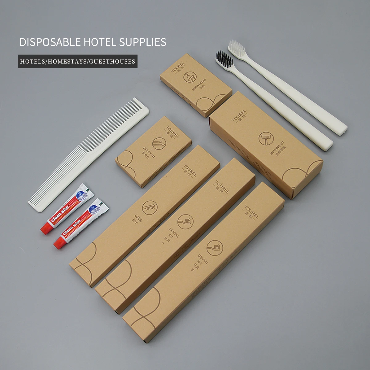 Kit de produits de toilette pour hôtel 5 étoiles de luxe, biodégradable, écologique, norme mondiale de recyclage, ensemble d'articles de salle de bain naturels pour hôtel