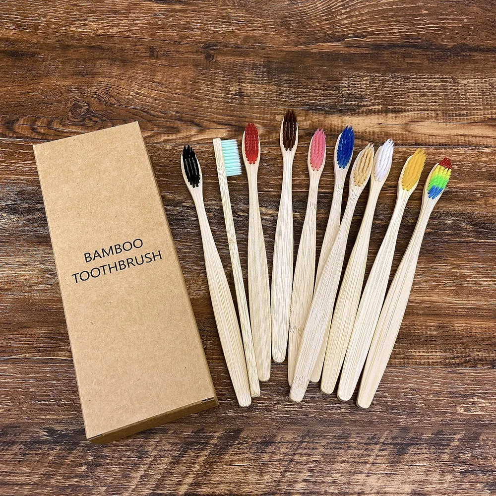 100% Eco-friendly Bamboo Toothbrush For Adults Soft Bristles For Home Use