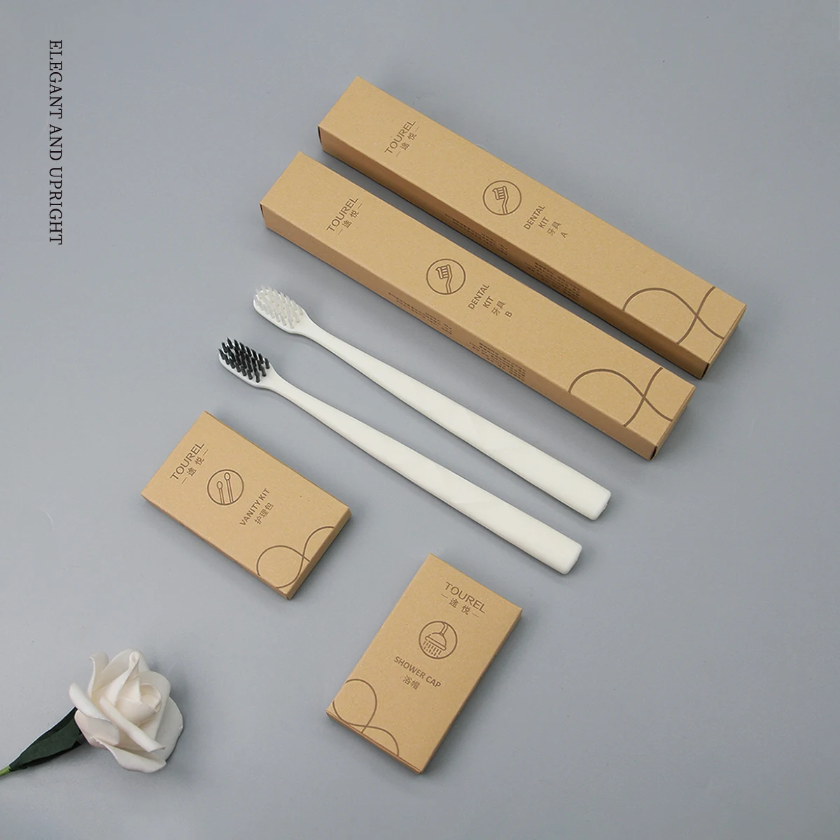 Fournitures d'h&ocirc;tel &eacute;toil&eacute; personnalis&eacute;es, kit d'accessoires de douche et de salle de bain, articles de toilette de luxe pour h&ocirc;tel spa et resort pour clients