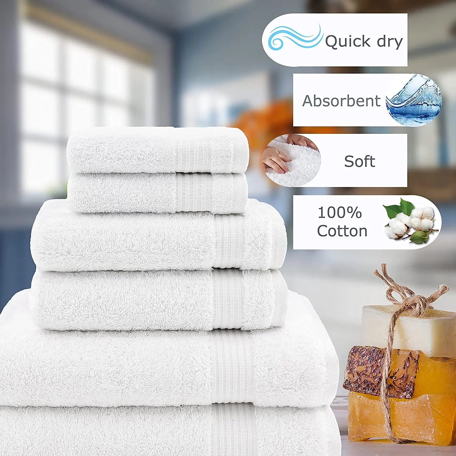 Wholesale Luxury 100% Cotton Hotel Spa Bath Towel Quick-dry And Disposable With Solid Color White