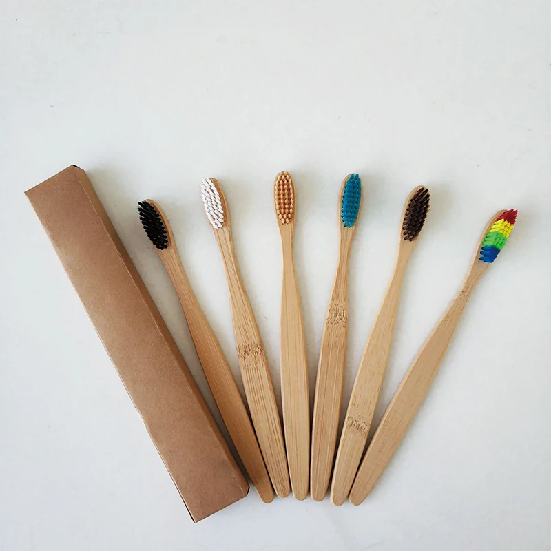 Brosse à dents en bambou à poils souples sans BPA, charbon naturel jetable pour adultes à domicile