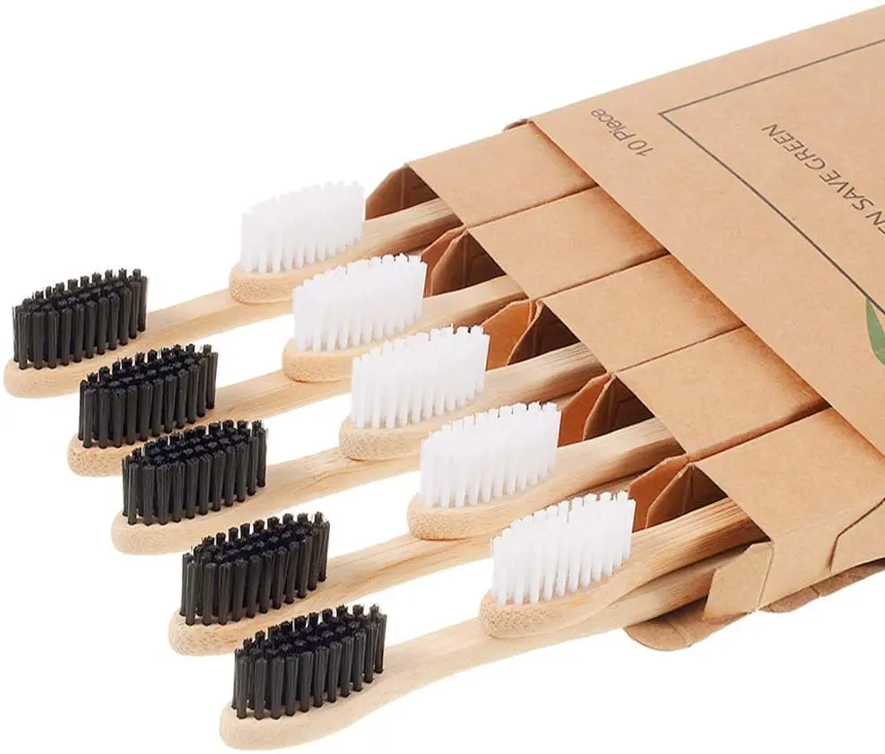 10 Pack Bpa Free Soft Bristles Toothbrushes Eco-friendly Compostable Natural Wooden Bamboo Toothbrush