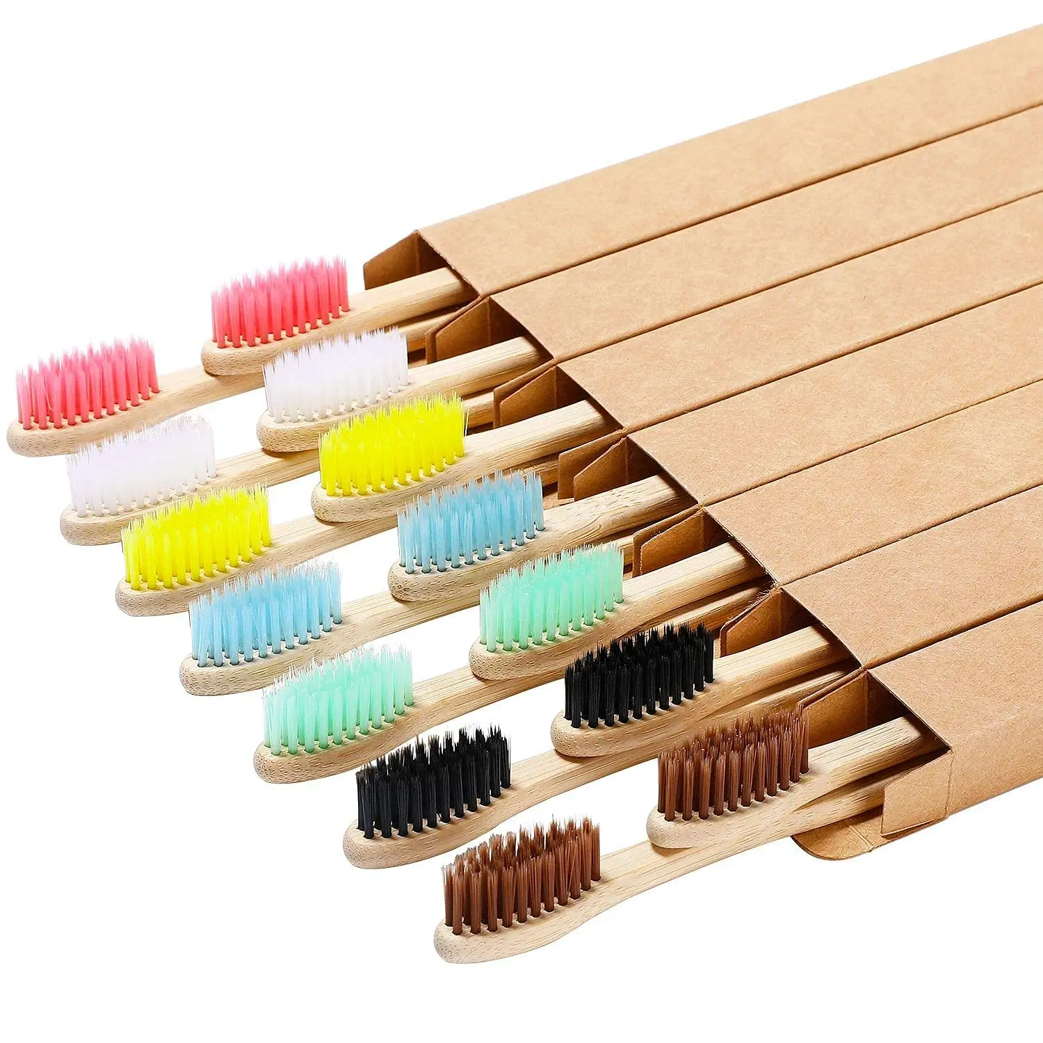 แปรงสีฟันขนนุ่มปลอดสาร BPA จำนวน 10 ชิ้น เป็นมิตรต่อสิ่งแวดล้อม ย่อยสลายได้ ทำจากไม้ไผ่ธรรมชาติ