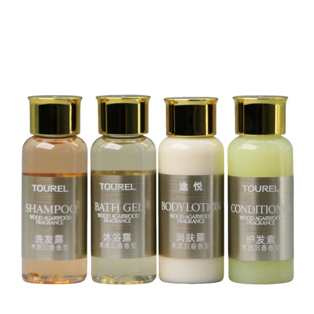 Prix d'usine de Yangzhou Ensemble de shampoing et après-shampoing jetables pour hôtel avec flacons souples de gel douche Logo personnalisé Certifié ISO