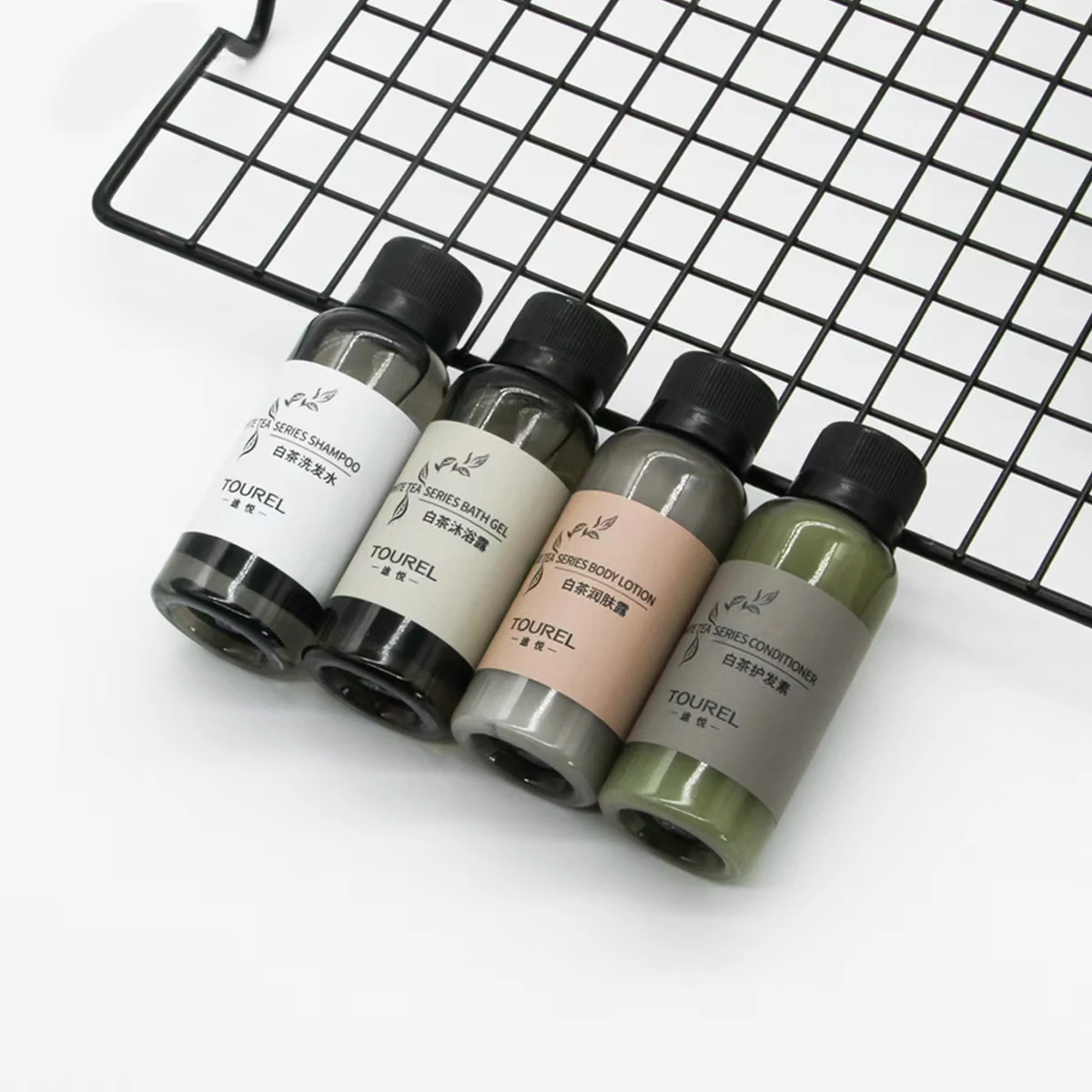 Hotel Supplies White Tea Fragrance Amenities Set 30g Disposable Shampoo Bath Gel Body Lotion Conditioner With Screw Cap